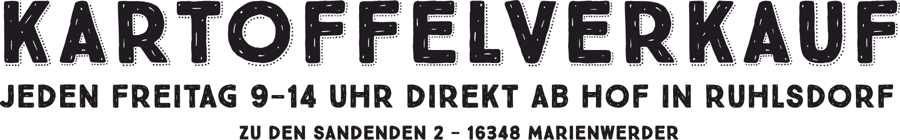 Kartoffelverkauf auf dem Hof Banner mit Adresse und Uhrzeit